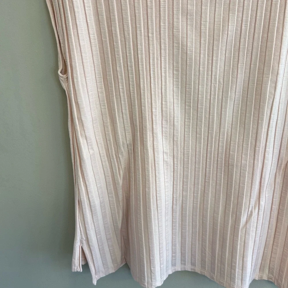 Eileen Fisher large ribbed crew neck top in soft blush pink